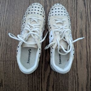 Saucony White and Black Polka Dot Sneakers